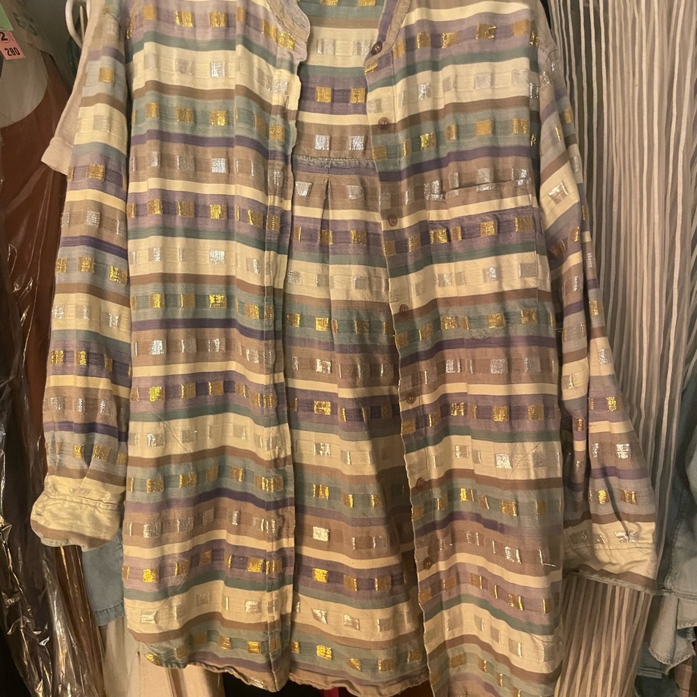 Striped Multicolor Button-Up Shirt